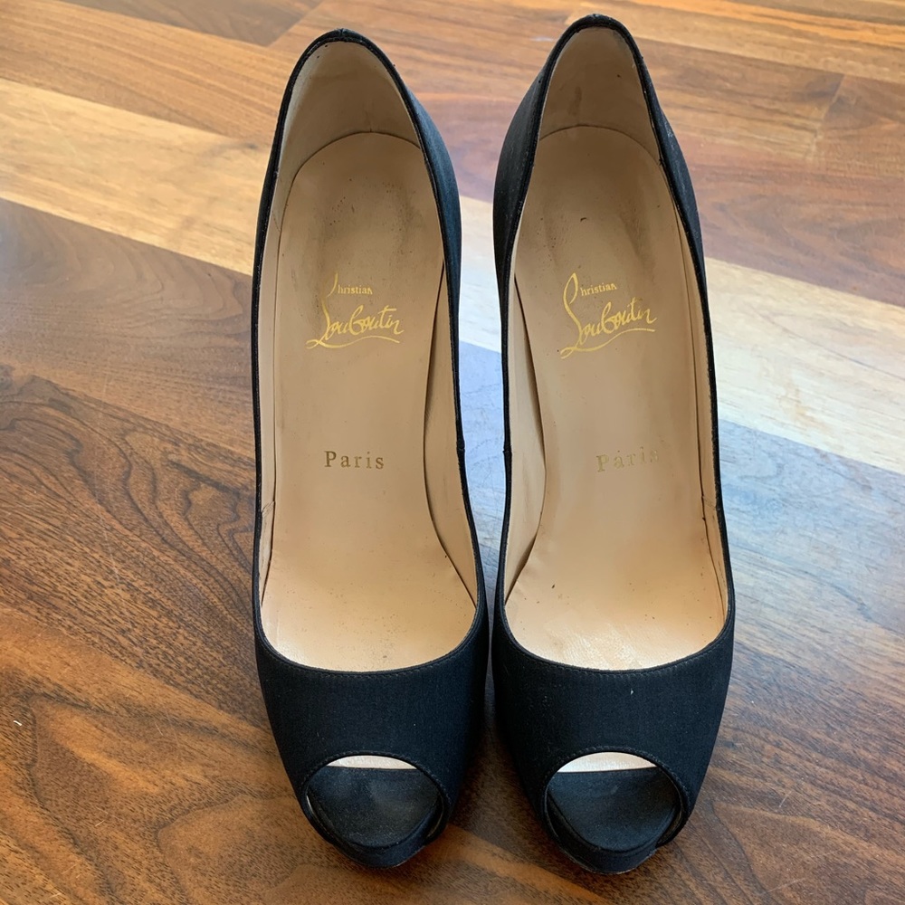 Christian Louboutin Very Prive 120mm Black Satin